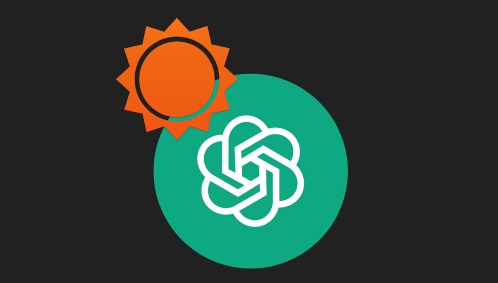 Interfaz de usuario vinculando la aplicación oficial de AccuWeather en ChatGPT desde el menú de configuración.