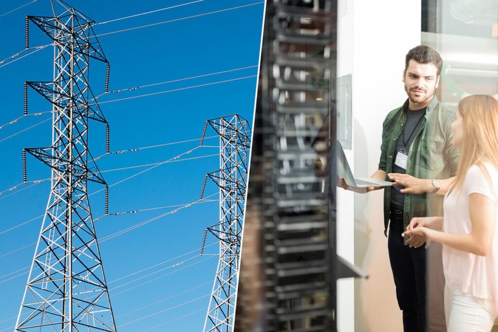 Representación de una infraestructura saturada por el elevado consumo energético de los centros de datos y servidores de IA.