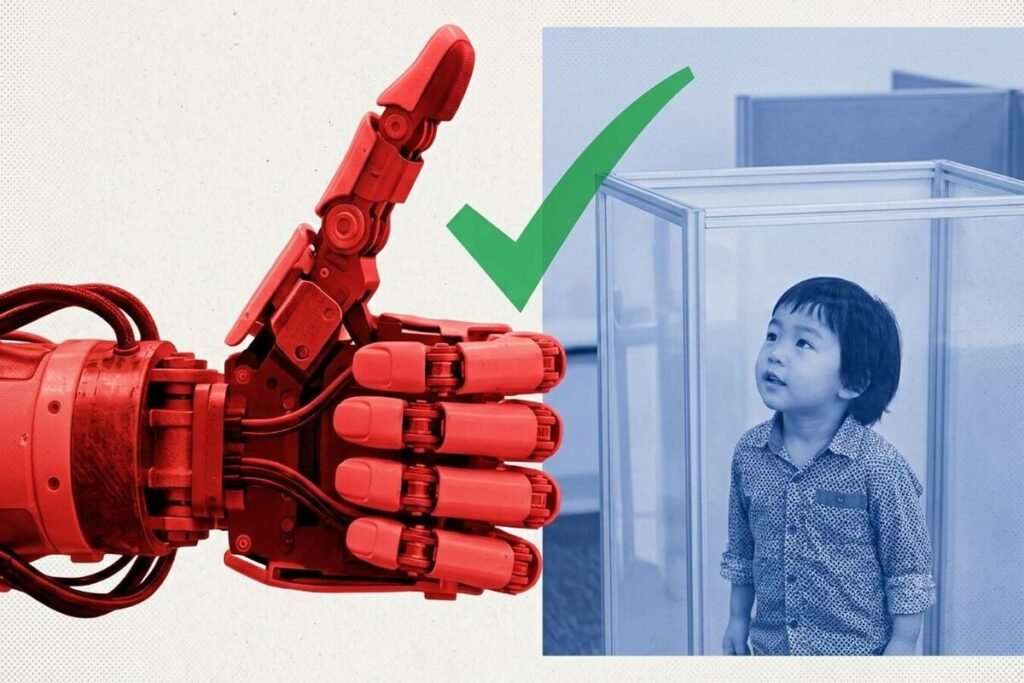 Estudiantes y profesores examinando un software de tutoría automatizado basado en la inteligencia artificial en la educación china.