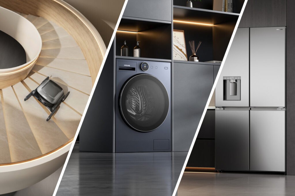 Exposición de los nuevos electrodomésticos inteligentes de Dreame incluyendo el frigorífico FizzFresh en París.