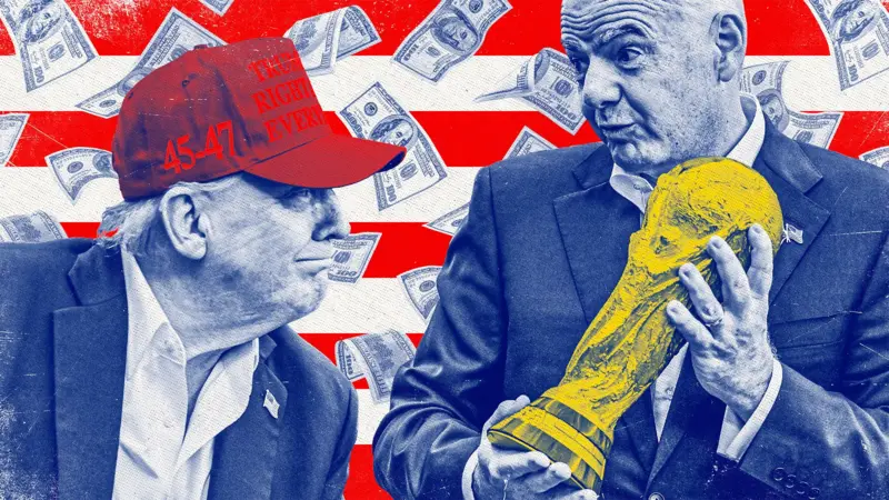 El presidente de la FIFA Gianni Infantino junto al mandatario Donald Trump en el Despacho Oval de la Casa Blanca.