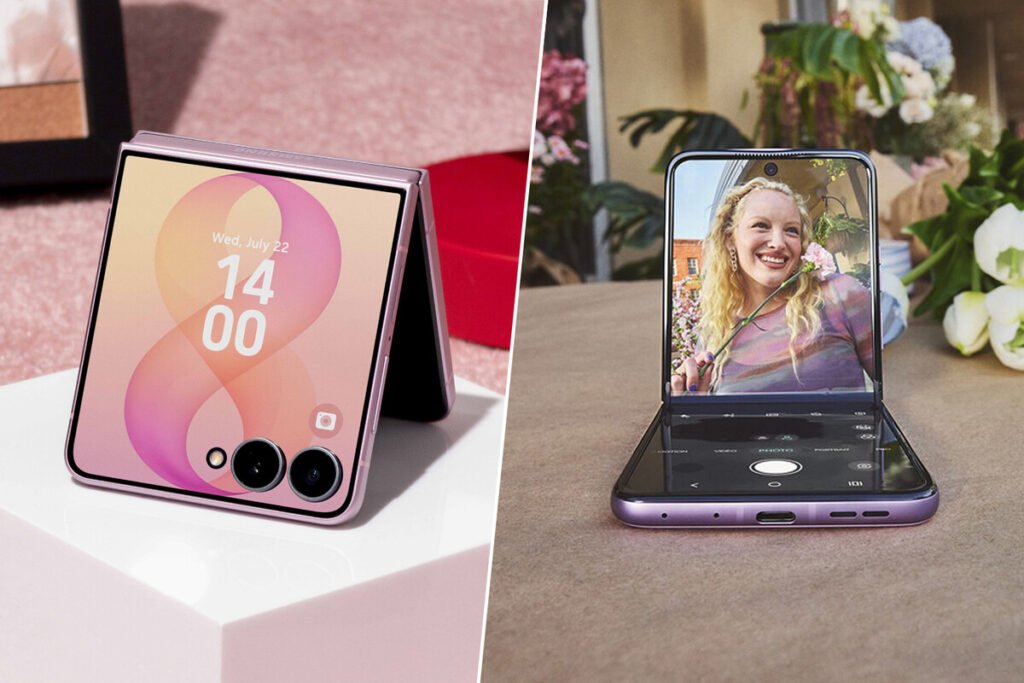Samsung Galaxy Z Flip8 vs Motorola Razr 70 Ultra mostrados juntos de lado para comparar su diseño plegable.