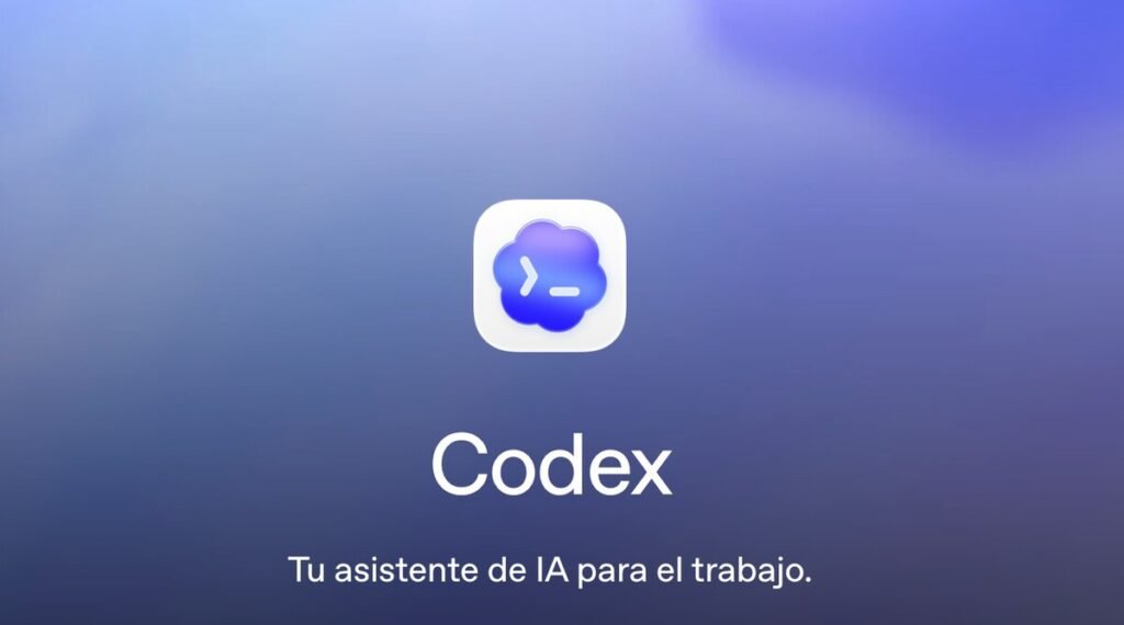 Una interfaz de desarrollo de software que muestra la aplicación de escritorio de Codex ejecutando un script de automatización, representando el agente de programación de ChatGPT.