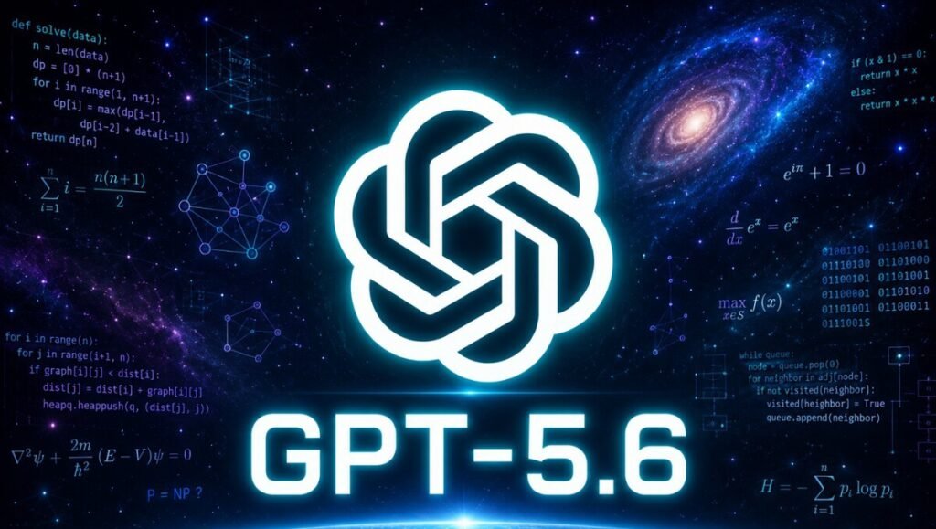 Logotipo brillante de OpenAI en una pantalla junto a un esquema técnico que detalla las variantes Sol, Terra y Luna de la nueva versión de GPT.