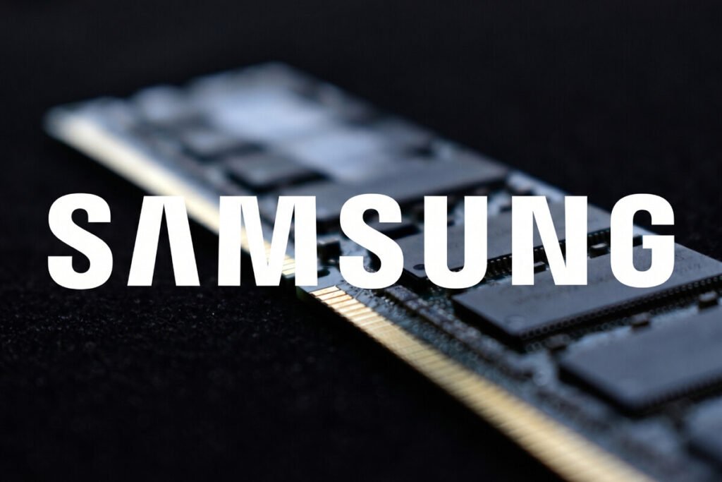 Gráfico interactivo que ilustra la fluctuación a la baja de las acciones de Samsung en la bolsa de valores.