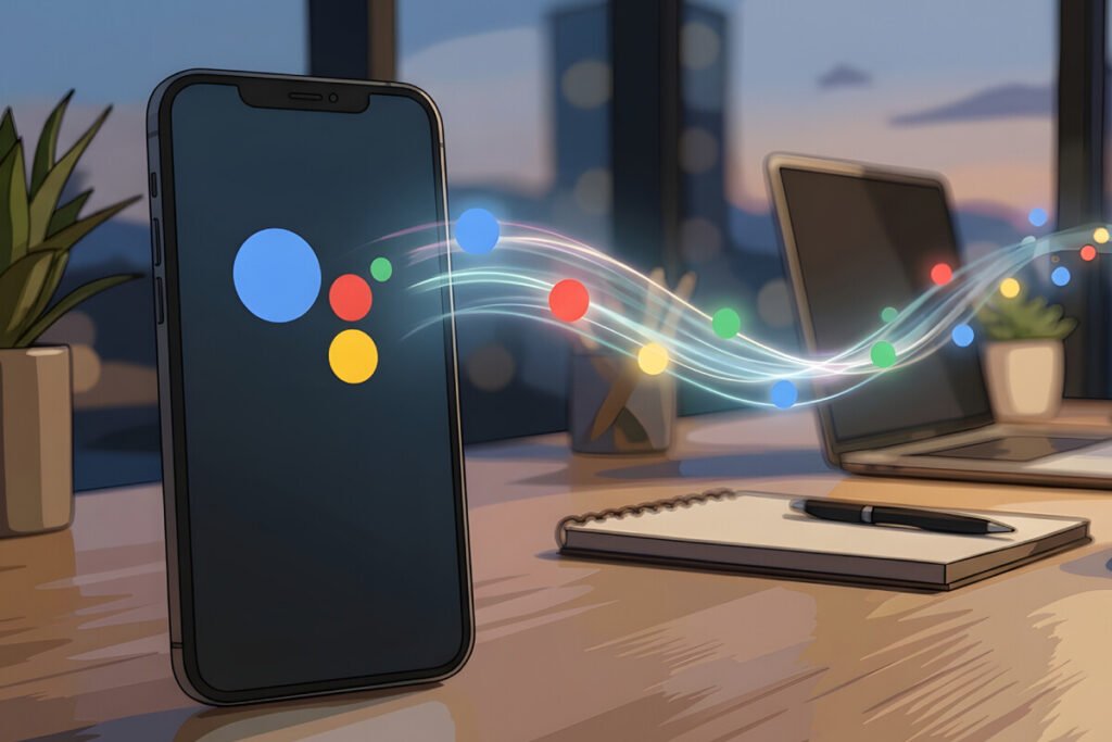 Pantalla de teléfono mostrando la notificación sobre el fin del Asistente de Google en móviles Android.