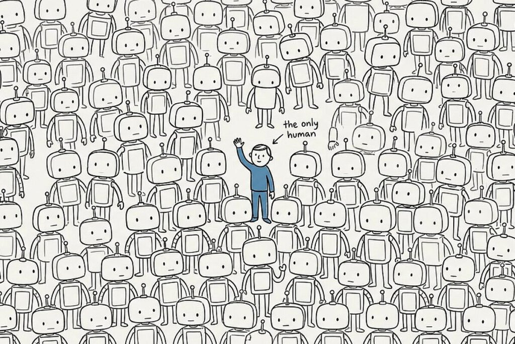Representación conceptual del tráfico de bots de IA saturando la capacidad de procesamiento de un servidor web.