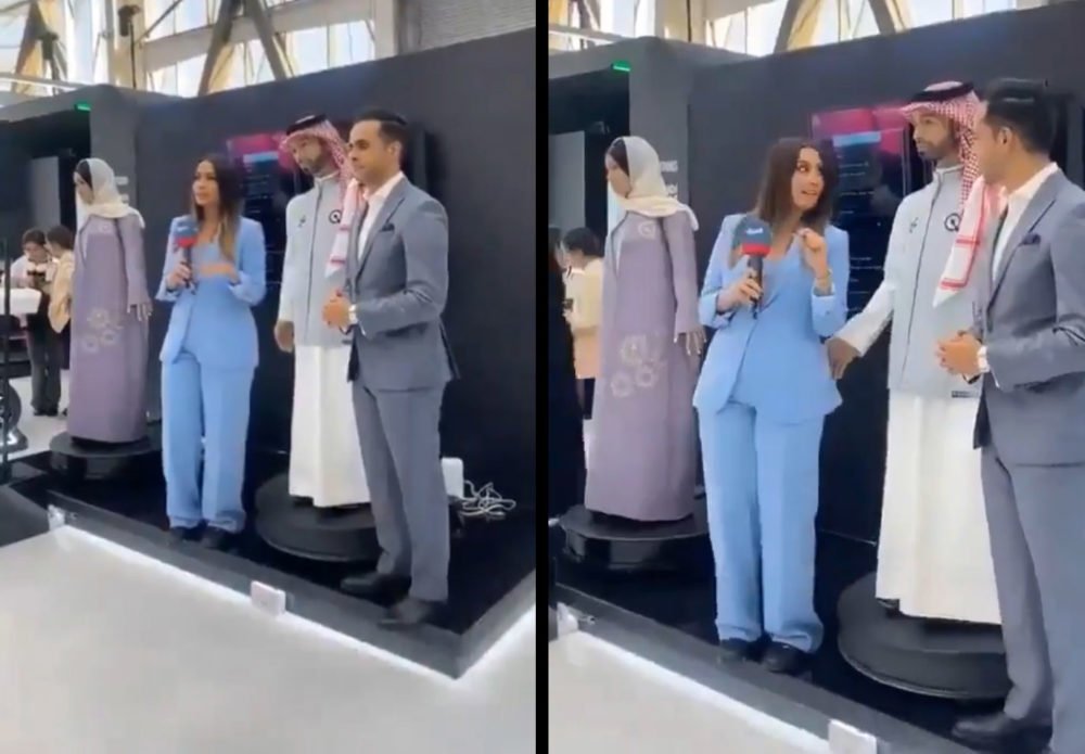 El robot humanoide de Arabia Saudita tocó de forma inapropiada a una reportera