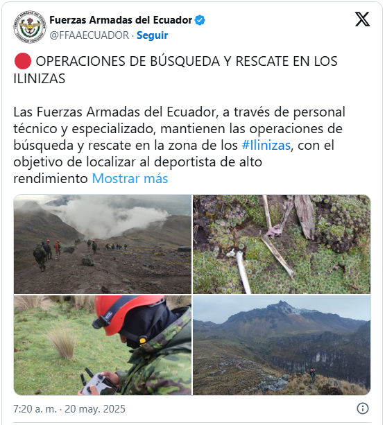 búsqueda del deportista desaparecido