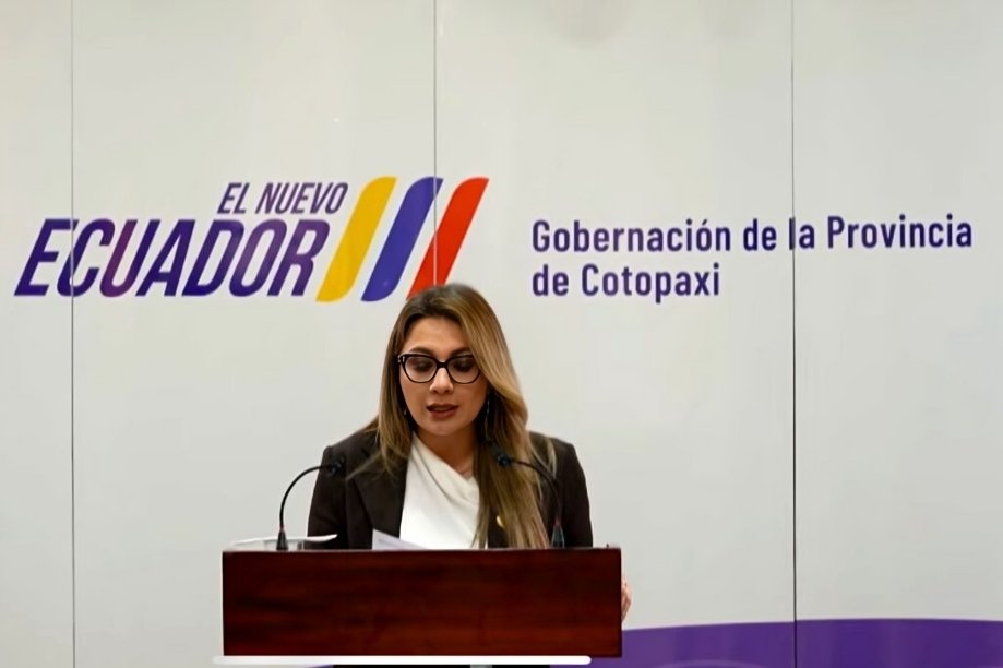 Carolina Jaramillo vocera del Gobierno de Ecuador durante conferencia de prensa sobre nueva jornada del paro