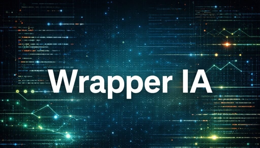 Diagrama técnico que ilustra la arquitectura de los wrappers de IA sobre modelos de lenguaje masivos.