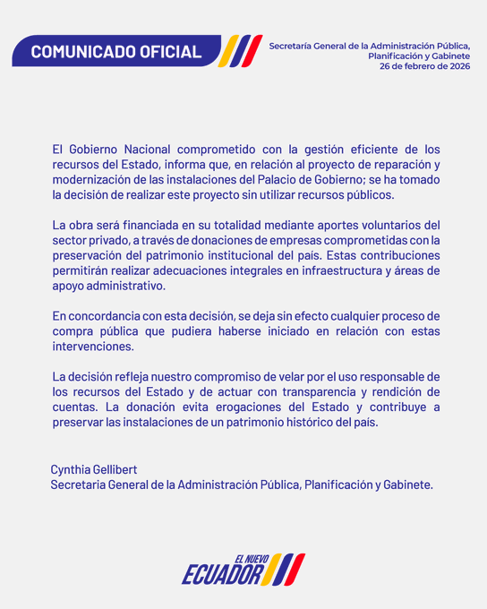 Gobierno cancela contrato