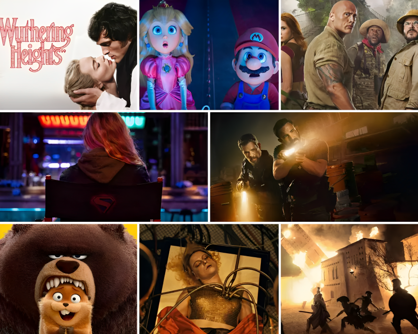 Collage con posters de las películas más esperadas de 2026: Avengers, Toy Story 5, Dune 3 y Amarga Navidad de Almodóvar.