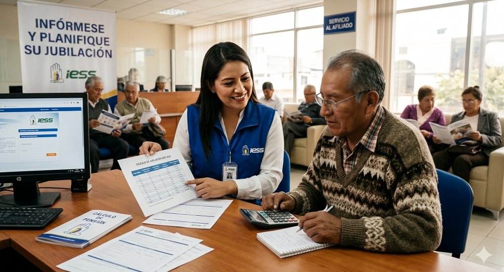 Adulto mayor revisando documentos del IESS sobre edad para jubilarse en Ecuador 2026