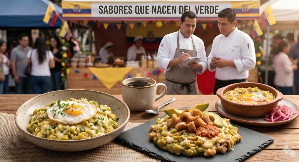 Chef preparando tigrillo con plátano verde en el Tigrillo Fest convocatoria Ecuador 2026, Parque Bicentenario Quito