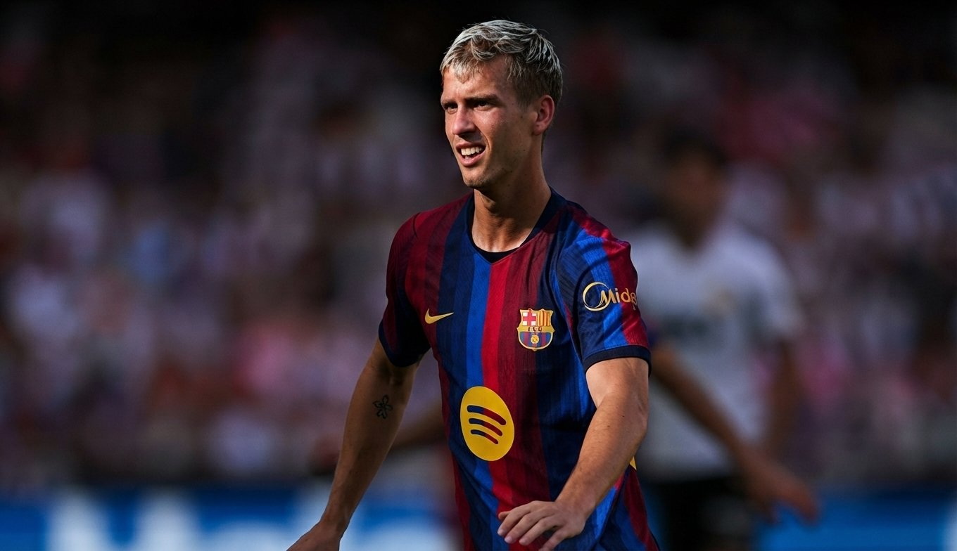 Dani Olmo celebrando en un partido de fútbol profesional
