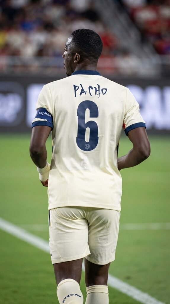 Willian Pacho con la camiseta de la selección de Ecuador en partido internacional