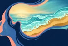 La ciencia explica cómo la playa y los espacios azules benefician la salud mental Persona relajándose en la orilla del mar con vista al horizonte y las olas