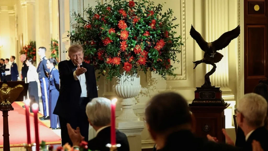 Donald Trump y Xi Jinping durante la cena de Estado en la Casa Blanca