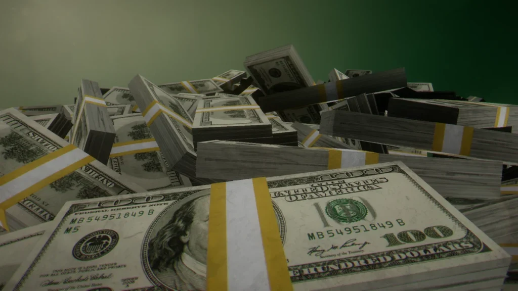 Pilas de billetes de cien dólares, imagen referencial sobre la riqueza en Estados Unidos