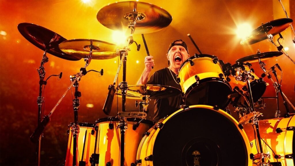 Lars Ulrich durante una presentación de Metallica