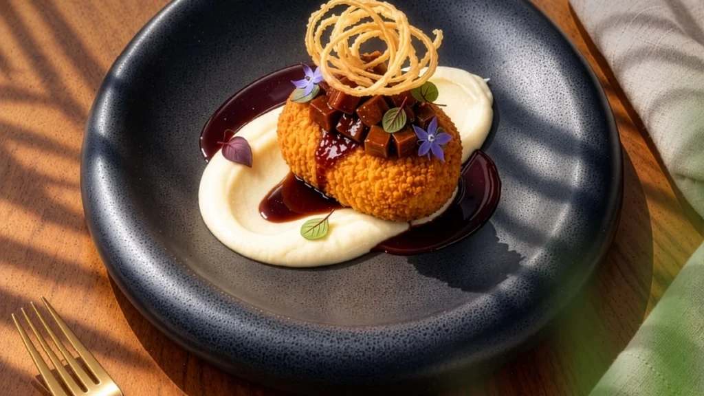 Plato de alta cocina en un restaurante con descuento de Modo Tasty