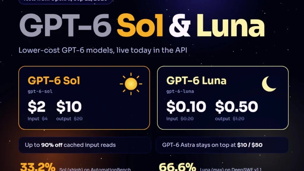 Presentación de los modelos OpenAI GPT-6 Sol y Luna en consola API