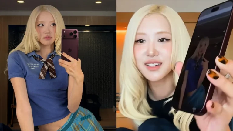 Rosé integrante de BLACKPINK sostiene el iPhone 18 Pro