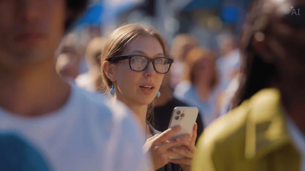 Persona usando inteligencia artificial en un smartphone