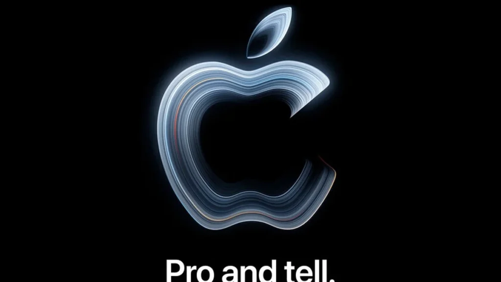Logotipo de Apple y adelanto gráfico del evento tecnológico