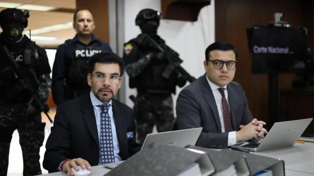 El fiscal Carlos Leonardo Alarcón durante una audiencia judicial en Quito