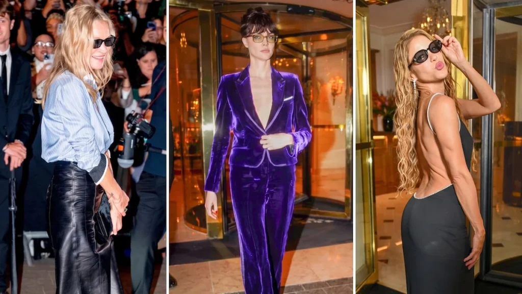 Fila delantera de desfile de moda internacional en París con celebridades