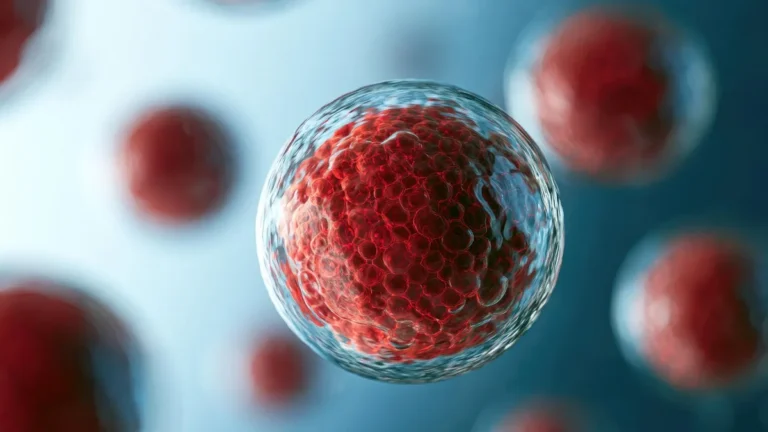Estructuras microscópicas de células humanas mostrando procesos de reciclaje y autofagia