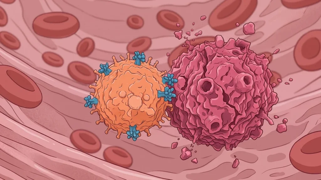 Microscopía electrónica de nanopartículas interactuando con células del sistema inmunitario