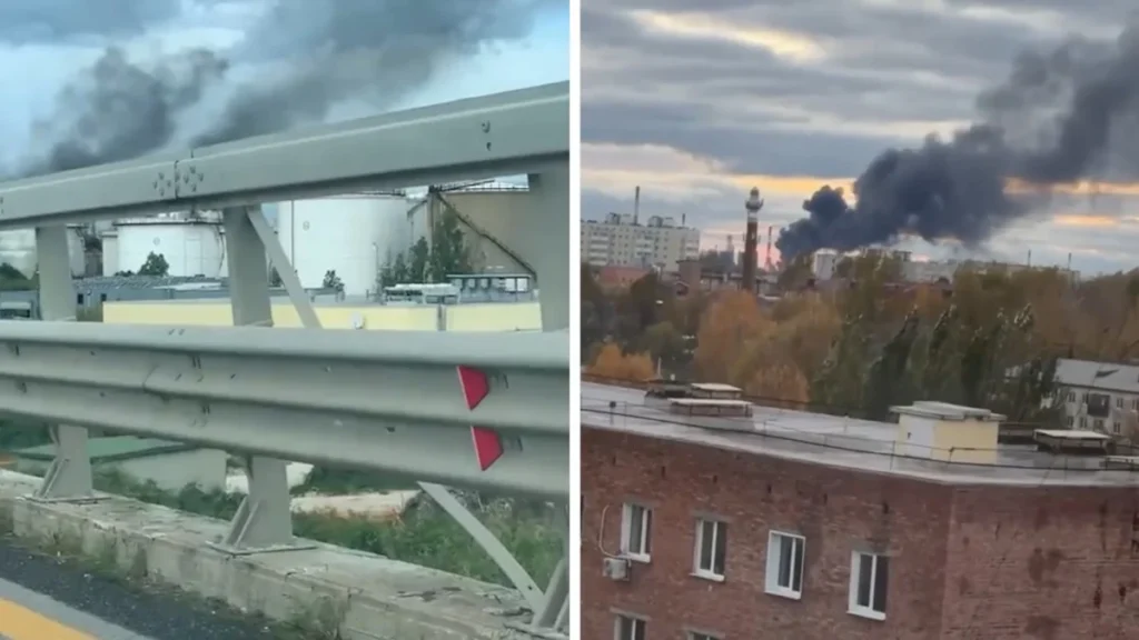 Instalaciones industriales y tanques de combustible tras ataque de drones en Rusia