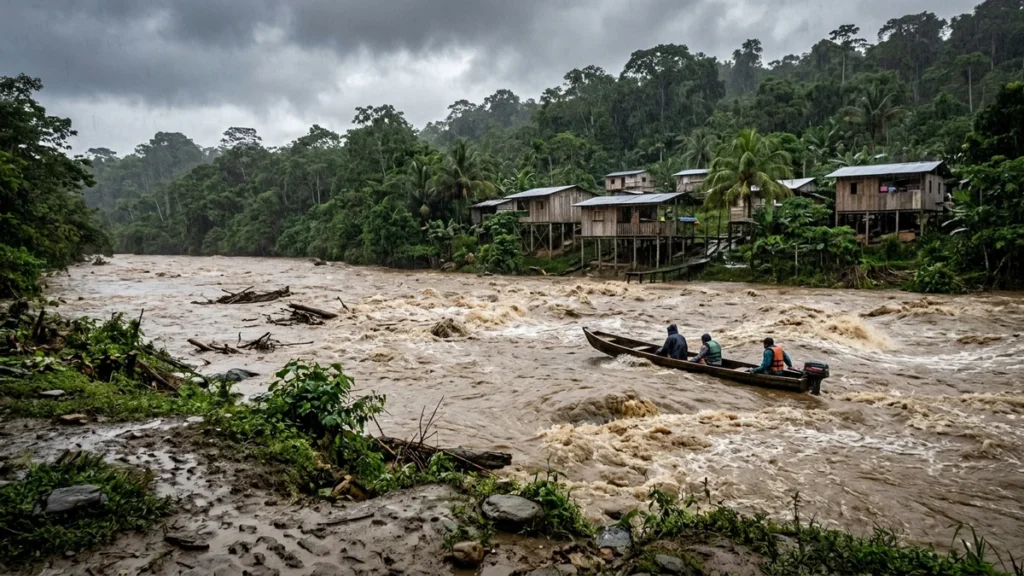 Reporte especial sobre ECU911 monitorea el incremento del caudal en el río Viche en