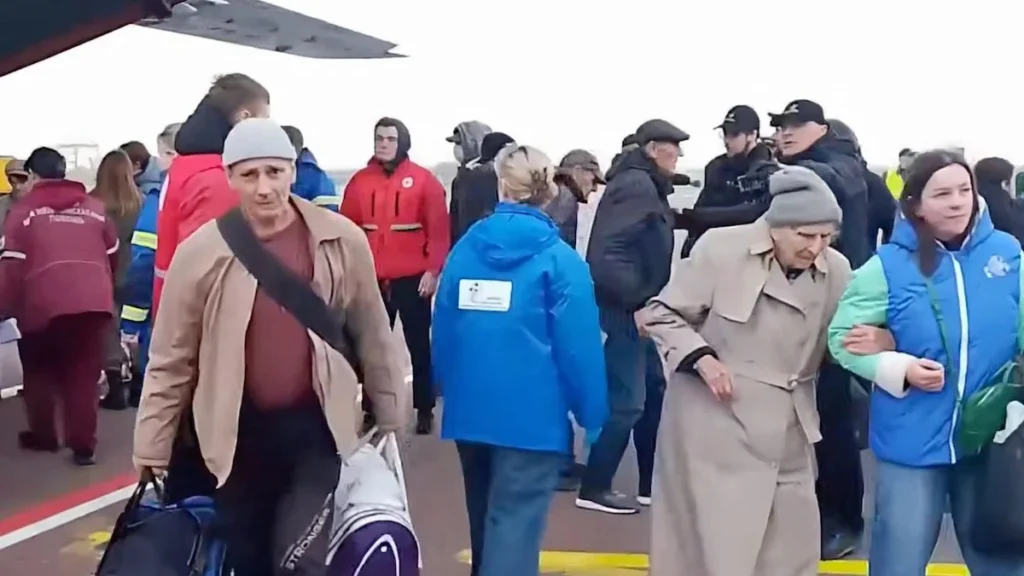 Evacuación de civiles en Oleshky Ucrania