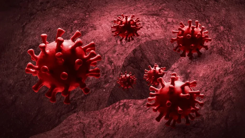 Microscopía de interacción viral y moléculas farmacológicas en laboratorio