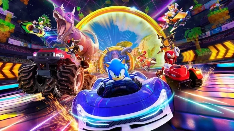 Cloud Strife y Joker en circuitos de carreras del videojuego Sonic Racing