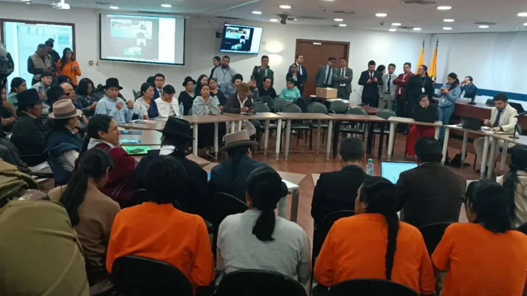 Audiencia judicial en Quito por procesos del paro indígena en Ecuador