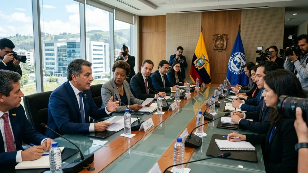 Reunión entre delegados del Fondo Monetario Internacional y autoridades económicas