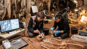 Restos arqueológicos y laboratorio de análisis genético