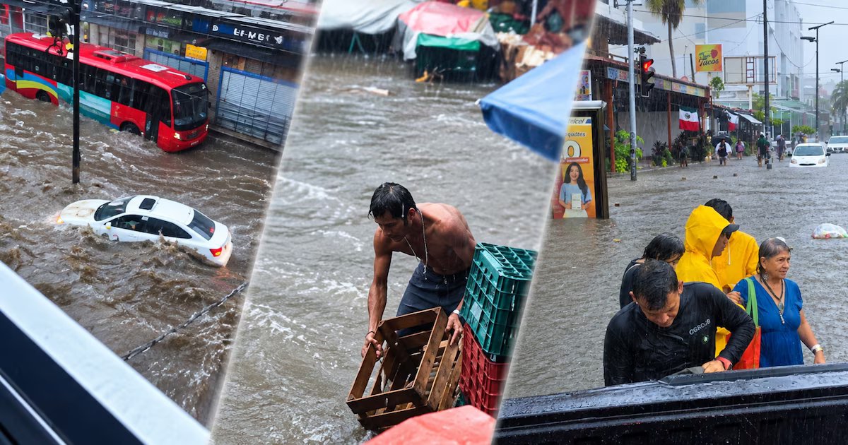El huracán Simón desata el caos en Acapulco con severas inundaciones, destrozos y ríos en las calles