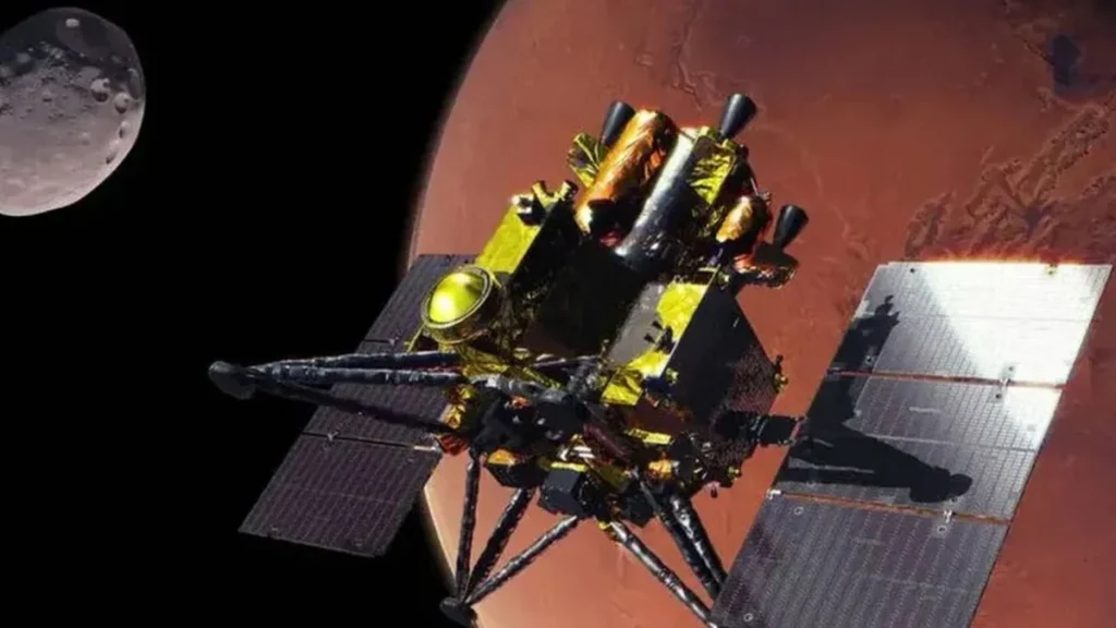 Sonda espacial japonesa MMX en órbita sobre las lunas de Marte