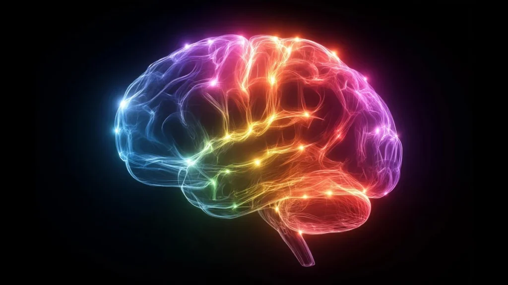 Reconstrucción tridimensional multicolor de axones y sinapsis neuronales en el cerebro