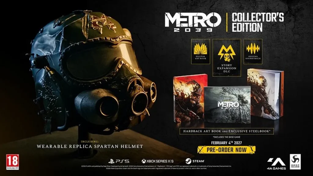 Edición coleccionista del videojuego Metro 2039 con réplica de casco Spartan