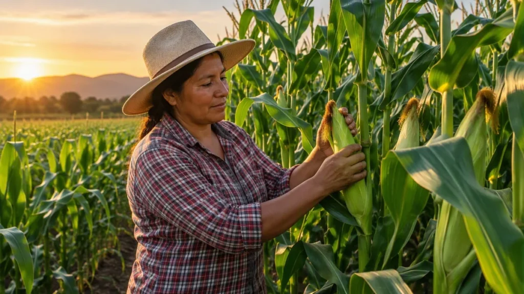 Mujeres rurales trabajando en faenas agrícolas en Ecuador