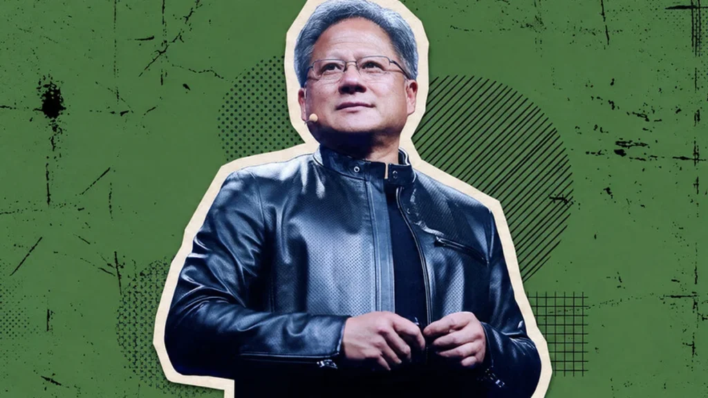 Microchip acelerador de inteligencia artificial con el logotipo iluminado de Nvidia
