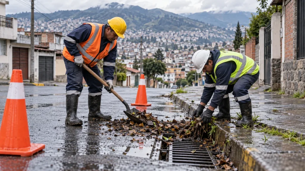 Trabajos de limpieza de colectores y retiro de escombros en quebradas de Quito