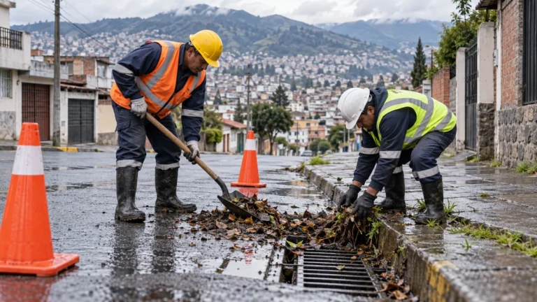 Trabajos de limpieza de colectores y retiro de escombros en quebradas de Quito